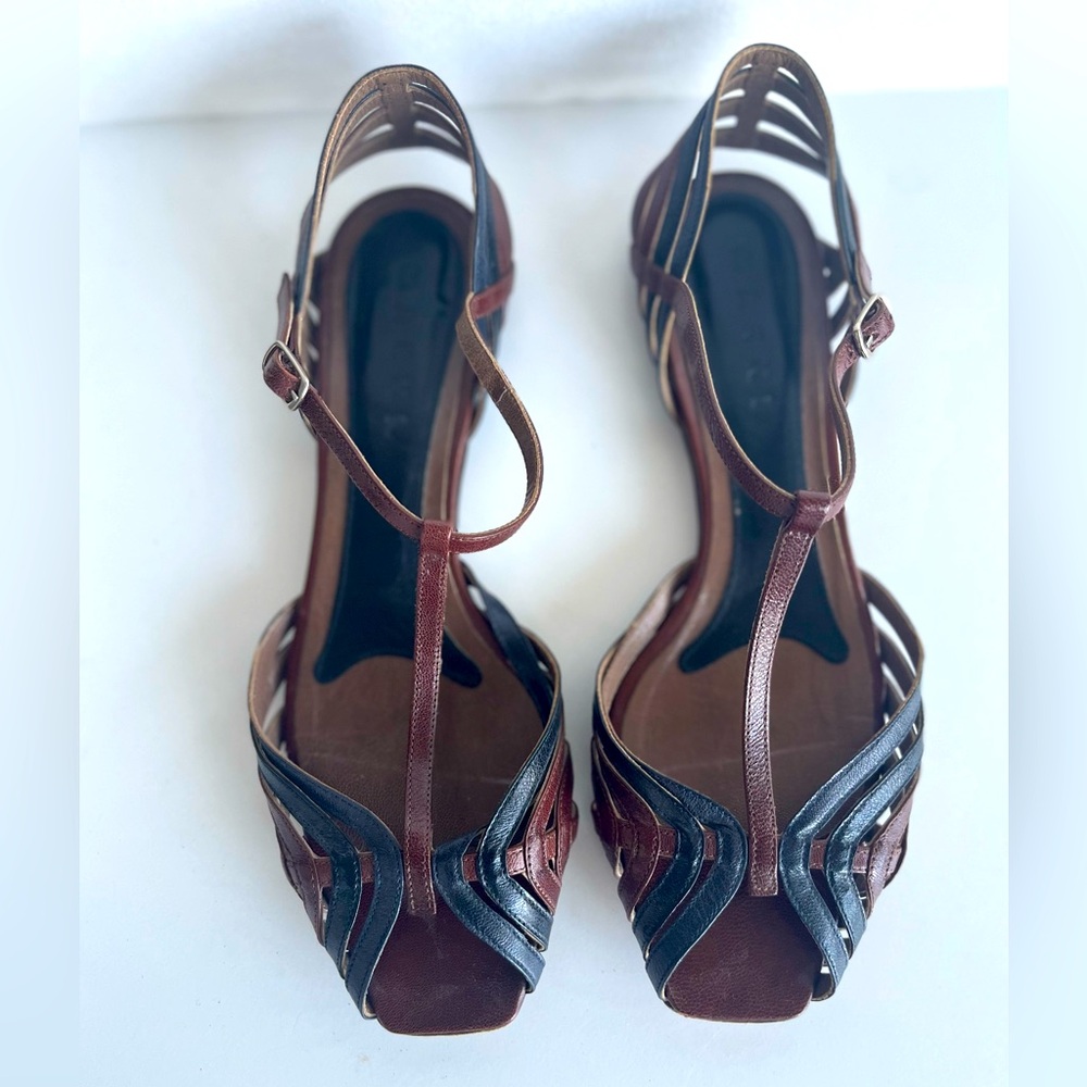 Marni Sandals - Brown and Navy leather